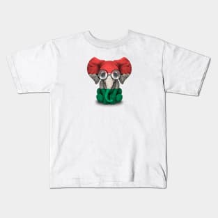 Baby Elephant with Glasses and Hungarian Flag Kids T-Shirt
